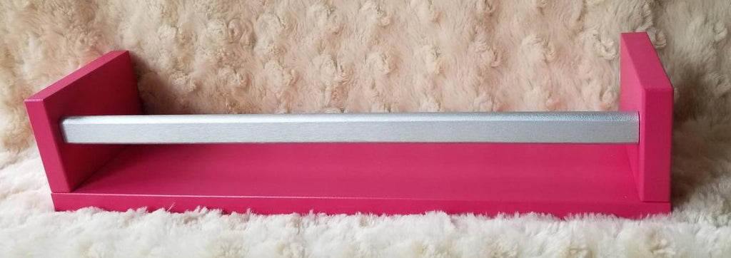 Color Block shelf bright pink with silver metallic painted bar