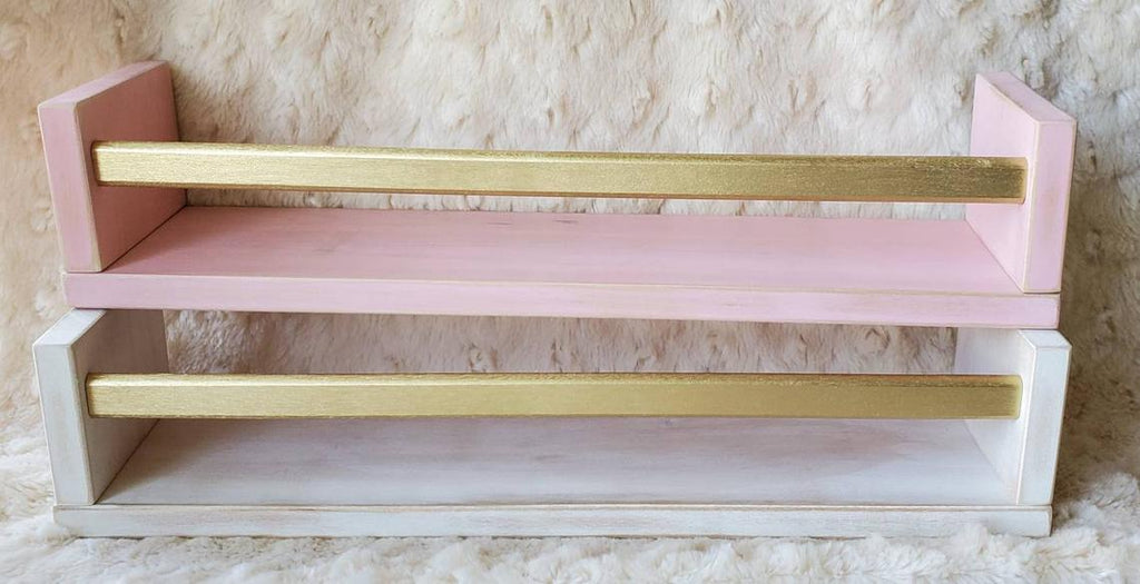 Rustic Farmhouse Distressed Shelves light pink old white country sunrise colors