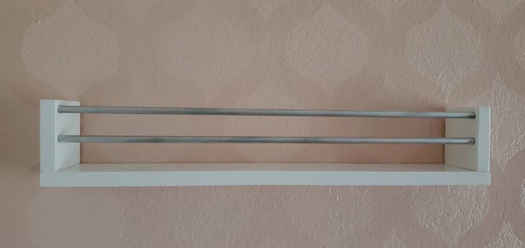 24 inch white Wood and gunmetal Metallic Shelf wall mounted