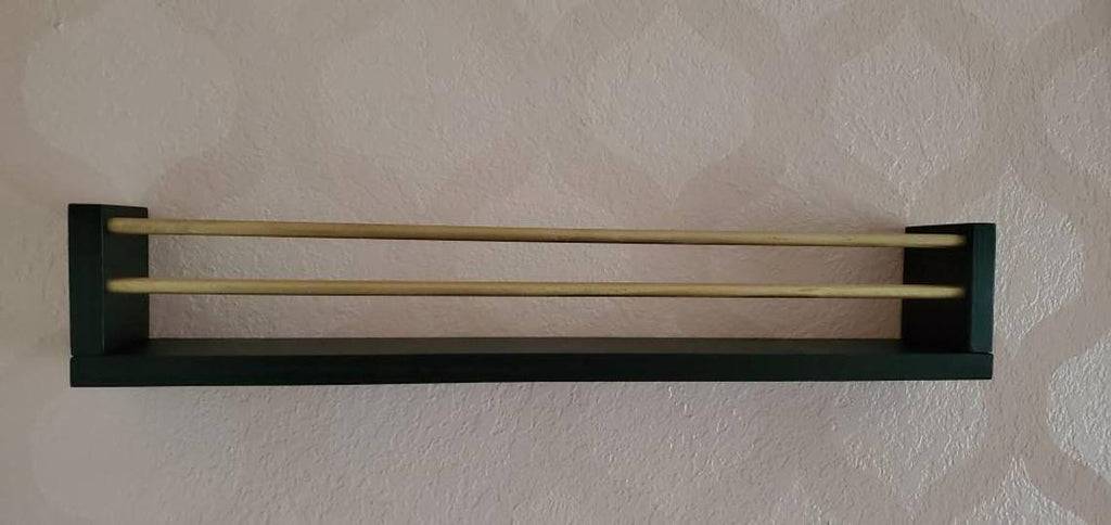 Black and Gold Wood and Metallic 24 inch Shelf wall mounted