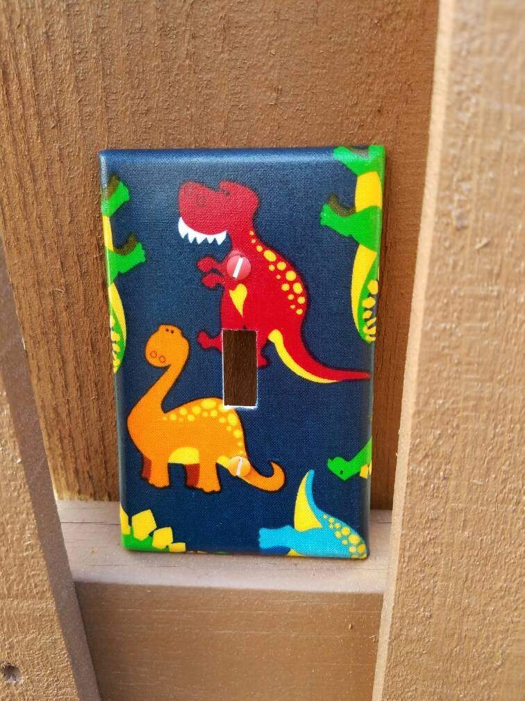 Dinosaur Light Switch Plate in primary colors