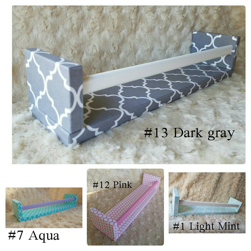 Tile Pattern Wall Shelf Collection, dark gray, aqua, pink, light mint