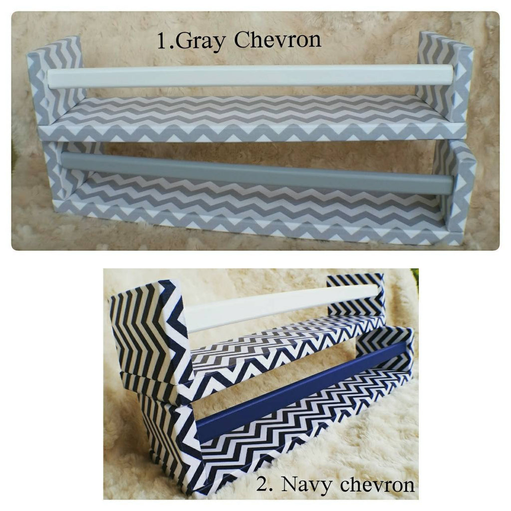 Chevron Wall Shelves - Grey, Navy