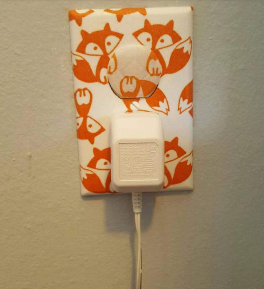 Orange Fox Outlet Cover with matching plug inserts