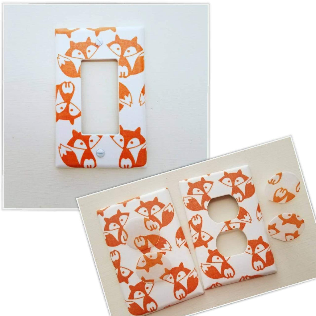 Orange Fox Light Switch - Outlet Cover showing matching plug inserts