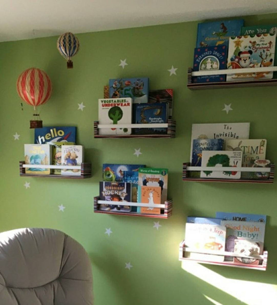 Stripes Children's Book Shelves mounted on wall