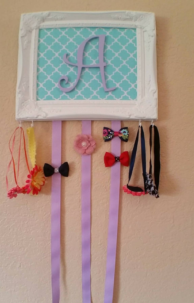 Framed Initial Organizer teal and lavender