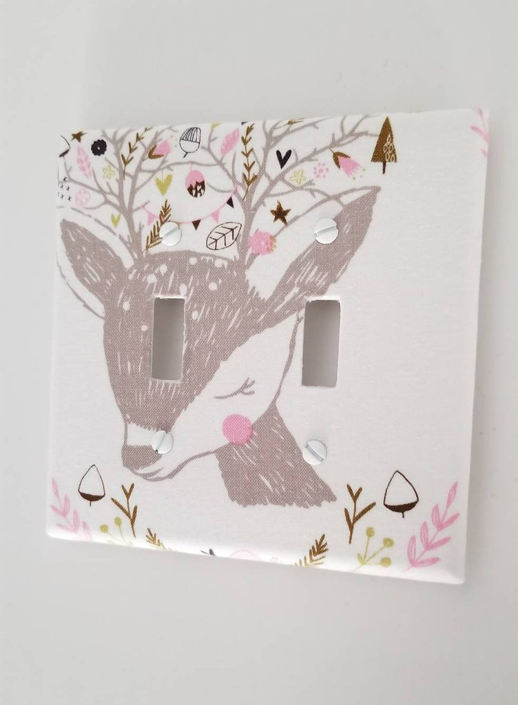 Woodland Fawn Light Switch Cover on neutral color wall
