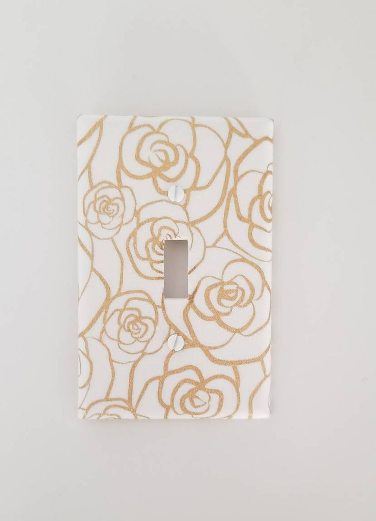 Gold Outlined Roses Light Switch Plate, single toggle size
