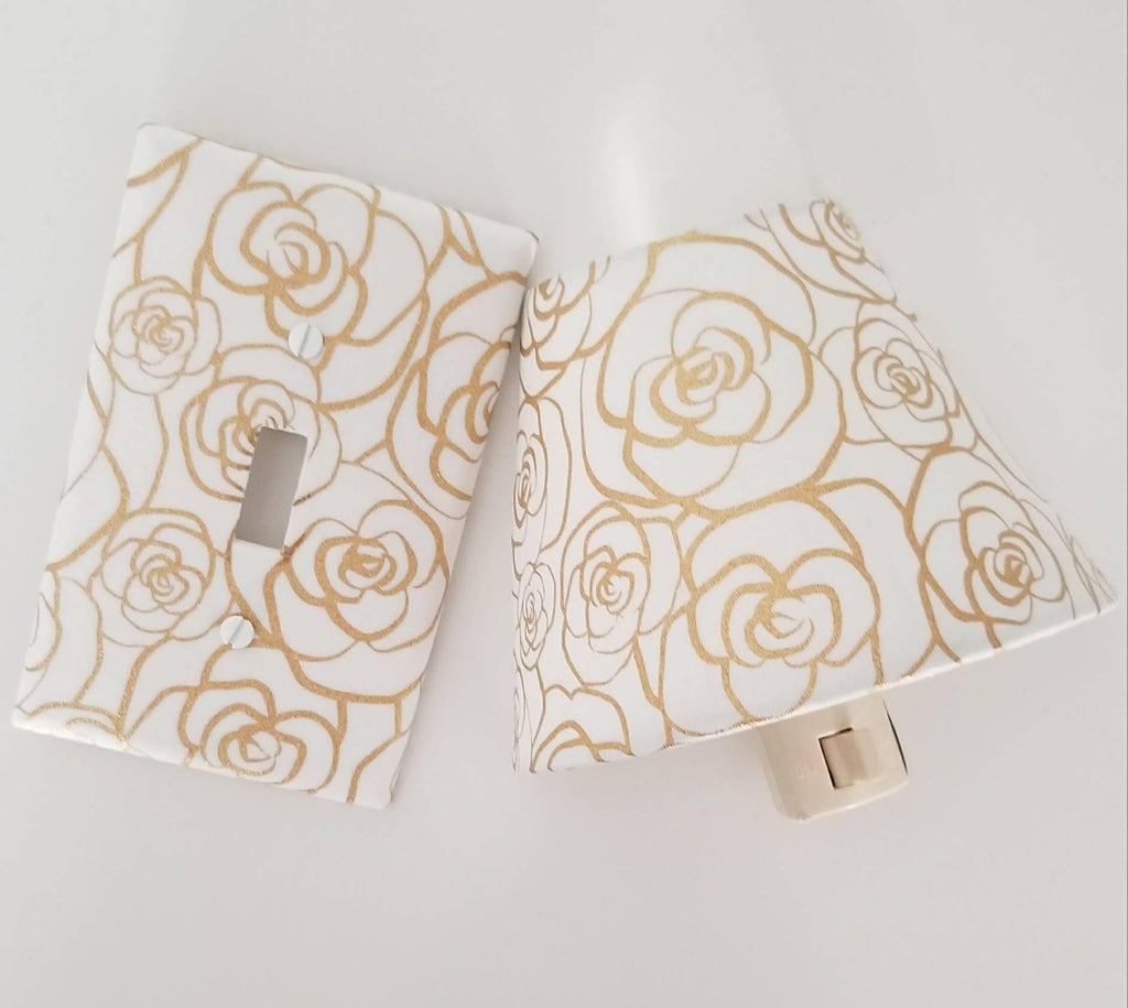 Gold Outlined Roses Light Switch and matching Night Light 