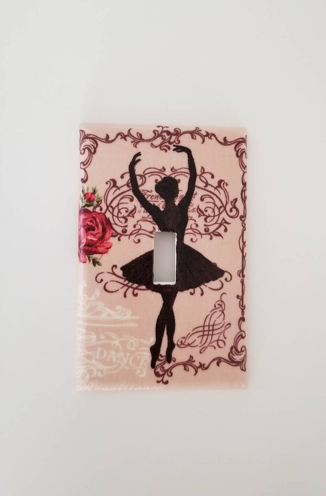 Ballerina Light Switch Plate Cover pink and gold pattern
