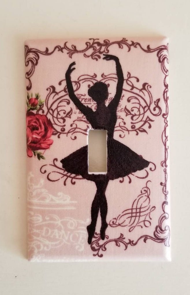Ballerina Light Switch Cover detail pink and gold pattern with Ballerina