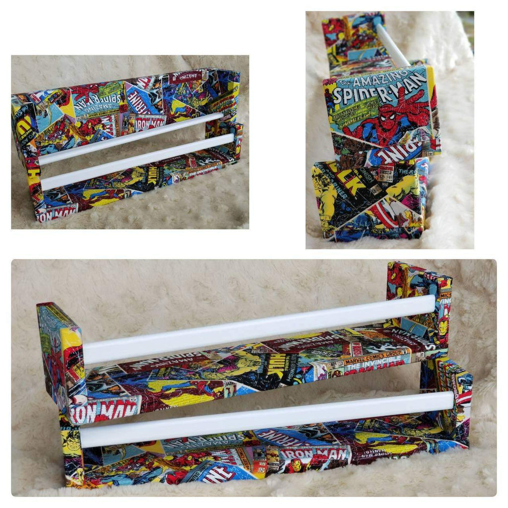 Super Hero Wall Bookshelves pattern detail Marvel superheroes