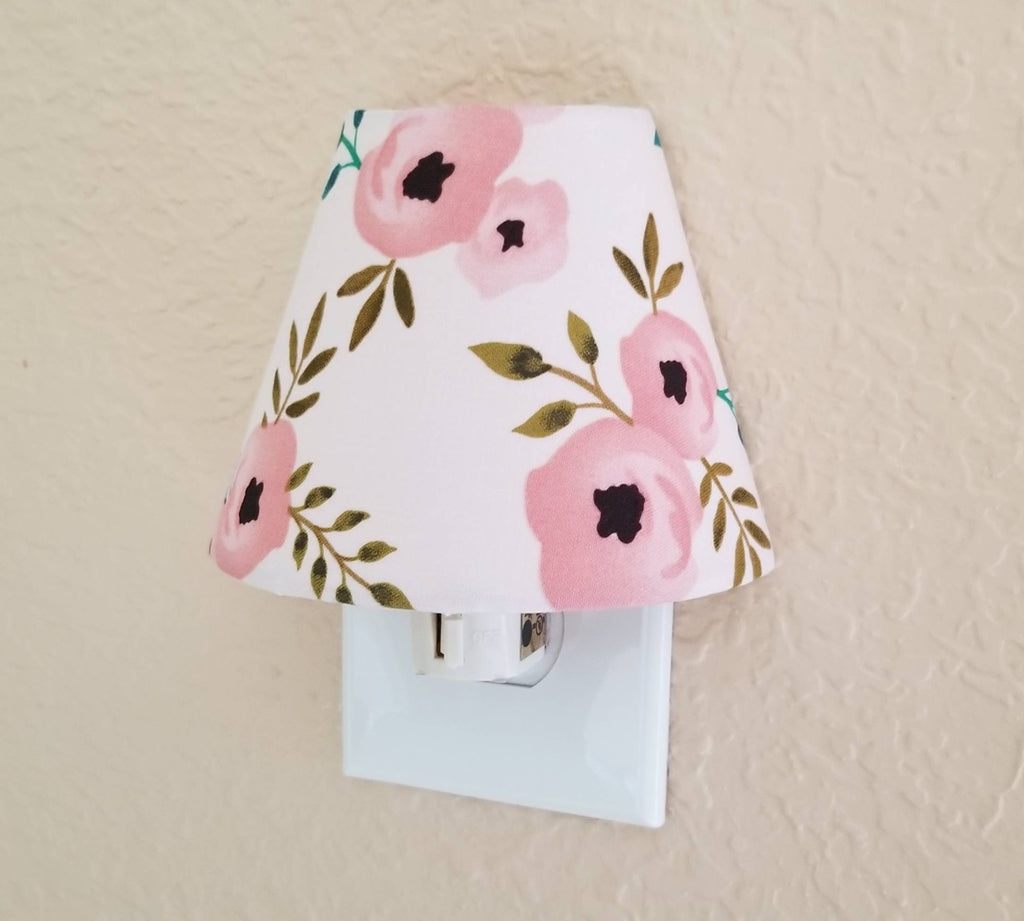 Blushing Pink Flowers Night Light with buds and leaflets light pink background