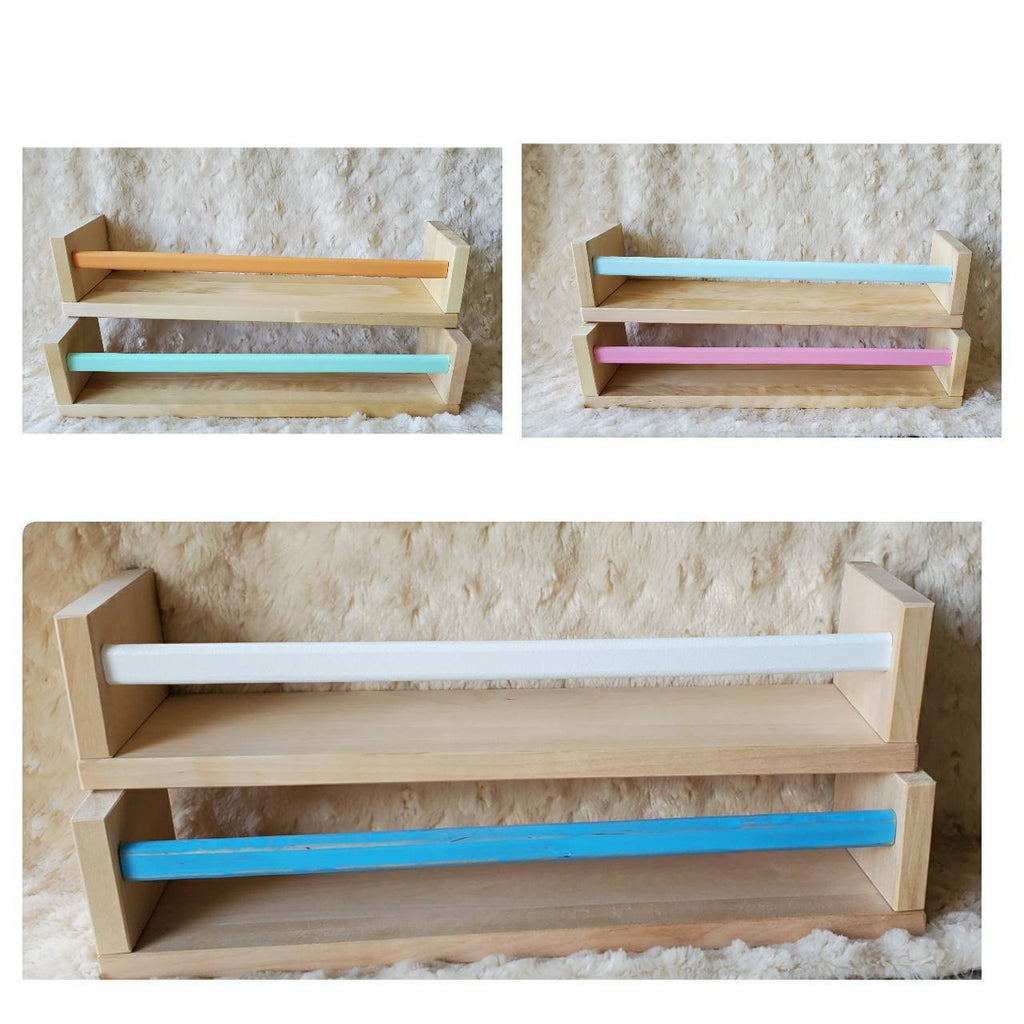 Floating Wall Shelf natural birch wood painted bars